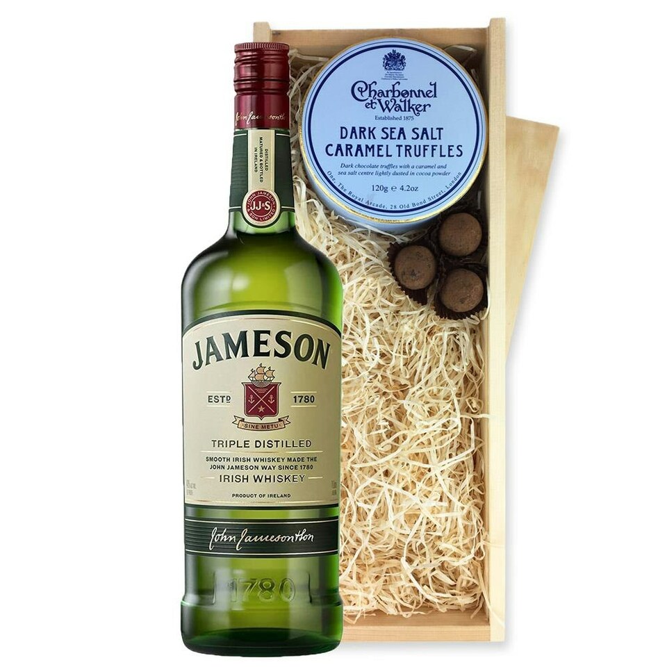 Jameson Irish Whiskey And Dark Sea Salt Charbonnel Chocolates Box 70cl 40% abv