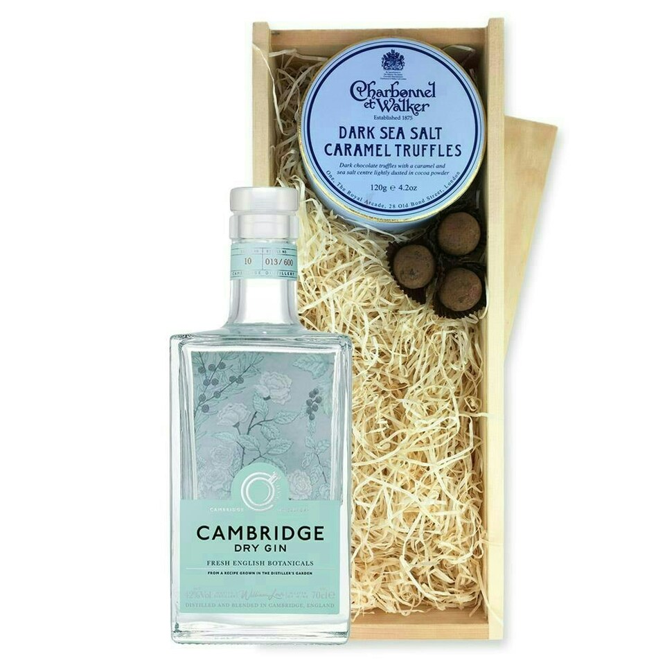 Cambridge Dry Gin And Dark Sea Salt Charbonnel Chocolates Box 70cl 42% abv