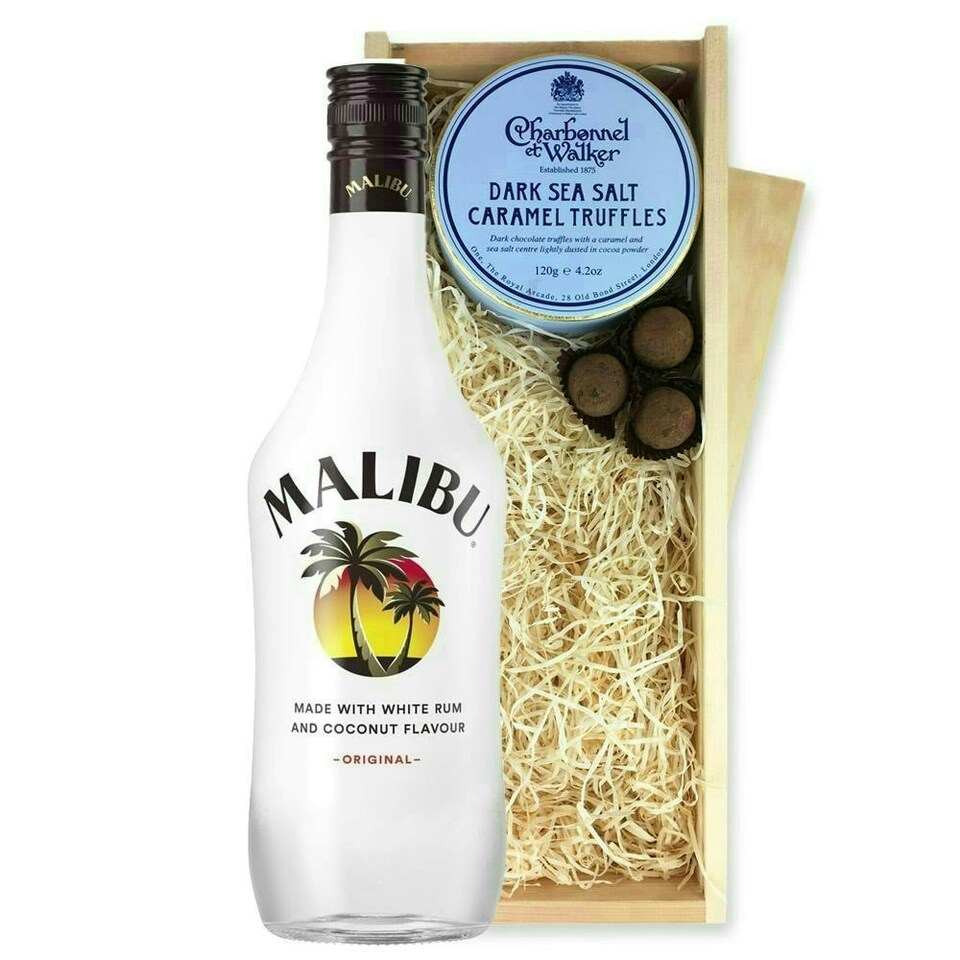 Malibu Original Caribbean Rum And Dark Sea Salt Charbonnel Chocolates Box 70cl 18% abv