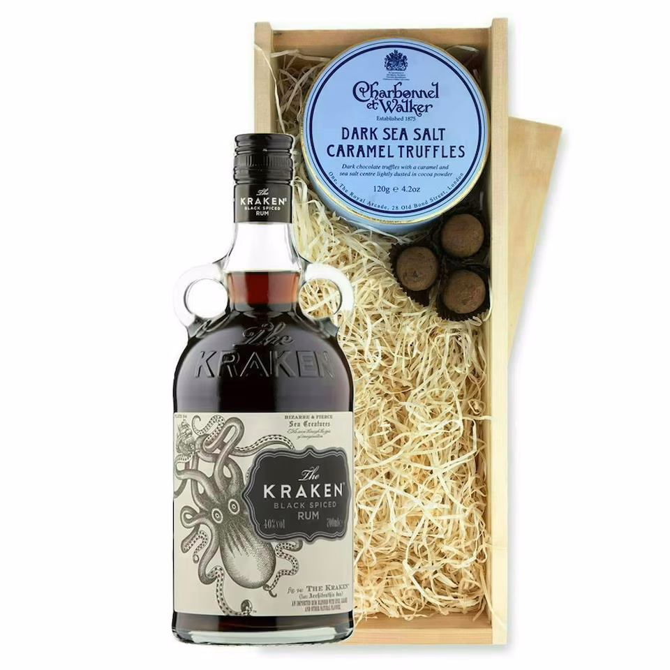 Kraken Black Spiced Rum And Dark Sea Salt Charbonnel Chocolates Box 70cl 40% abv