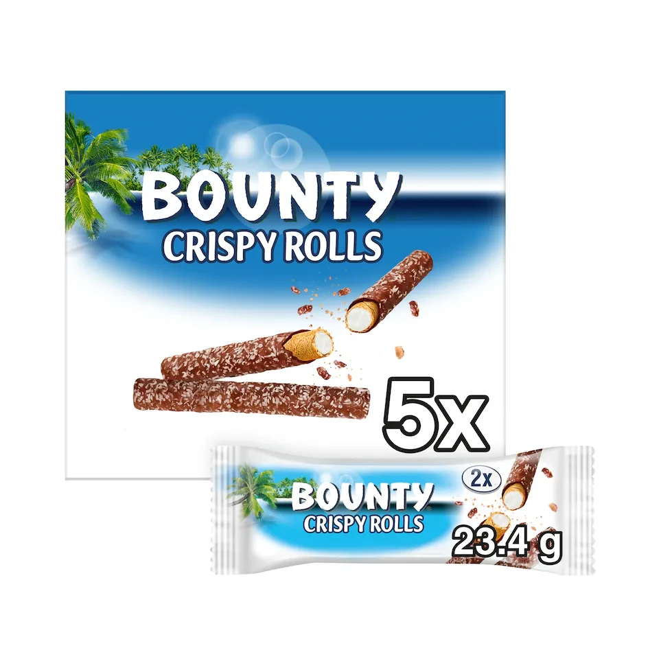 Bounty Milk Chocolate Crispy Rolls 5 pack 117g