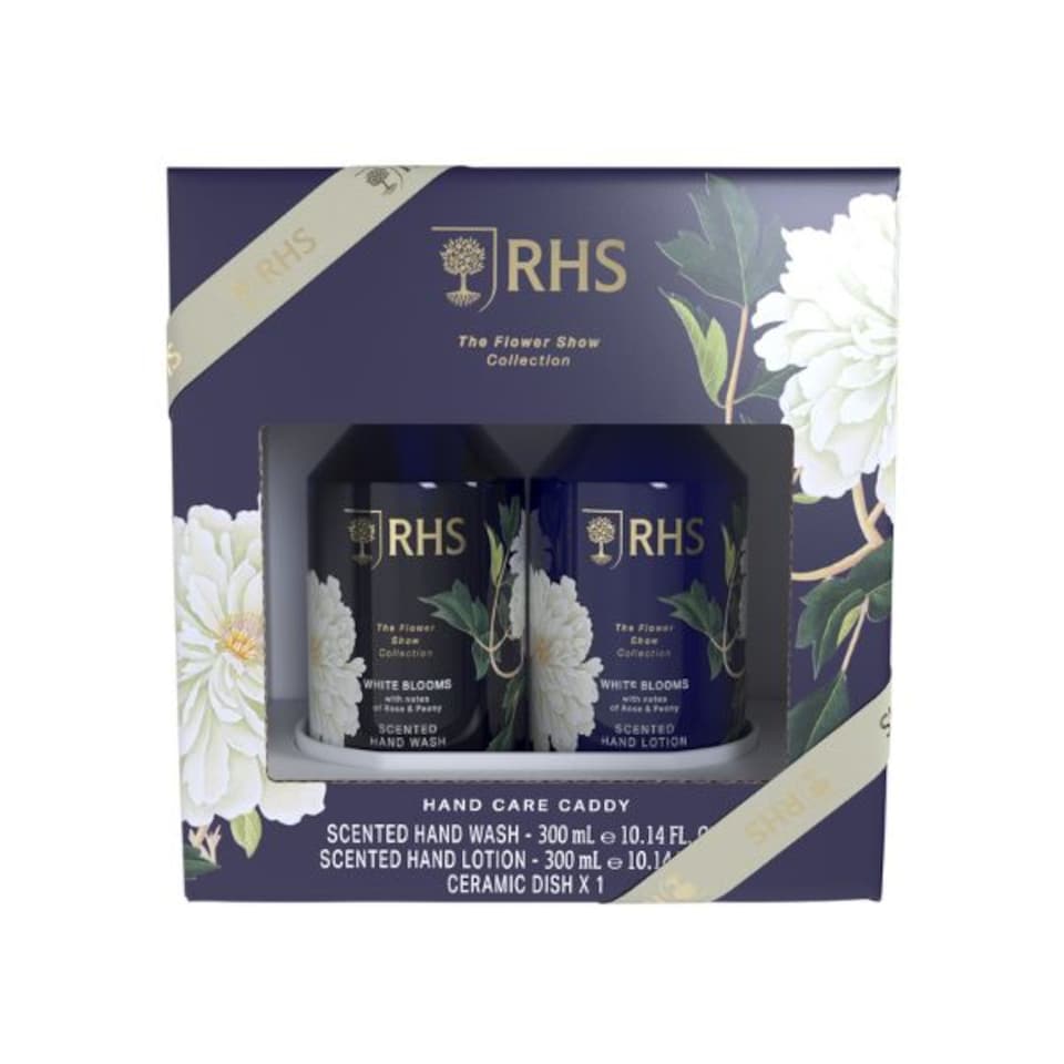 RHS Flower Show Hand Care Caddy White Blooms 2 x 300ml