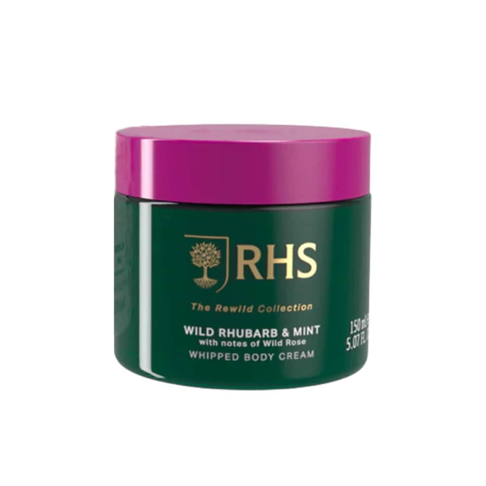 RHS Rewild Rhubarb and Mint Whipped Body Cream with Shea Butter 150ml
