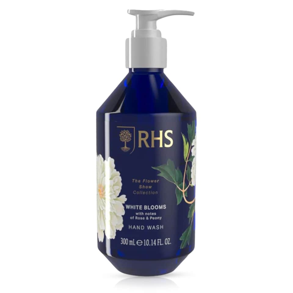 RHS Flower Show White Blooms Hand Wash with Bergamot, Rose, and Vanilla Notes, A Gentle Hand Wash Liquid that Leaves Hands Fresh and Lightly Scented 300ml