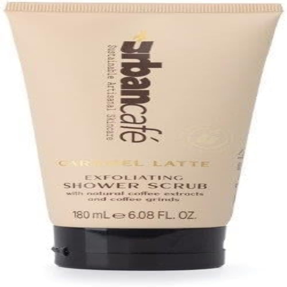 Urban Cafe Shower Body Scrub Coffee & Sugar Scrub for Smooth Soft Skin Hydrating & Energising Caramel Latte Scented Exfoliating Scrub 180ml