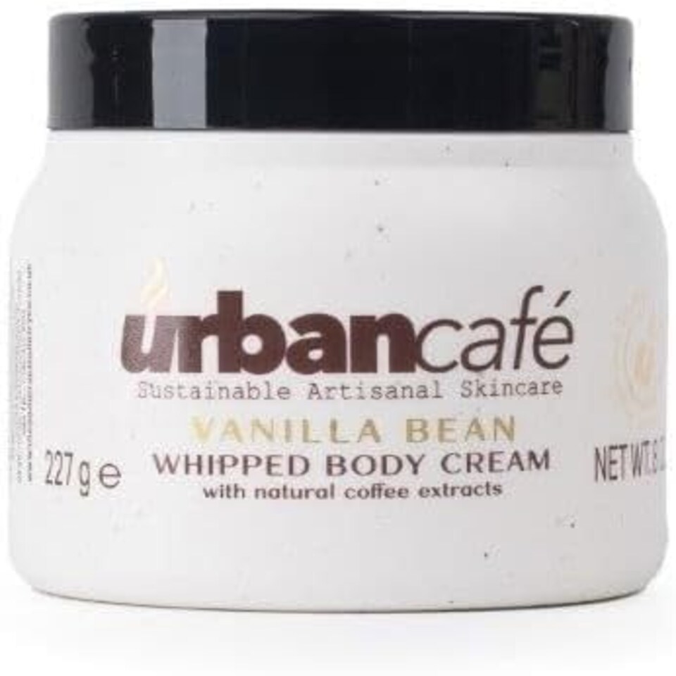 Urban Cafe Whipped Body Cream, Hydrating Body Butter with Shea & Cocoa Butter, Smooth, Rich Texture for Soft Skin, Vanilla Bean Scented Moisturiser 227g