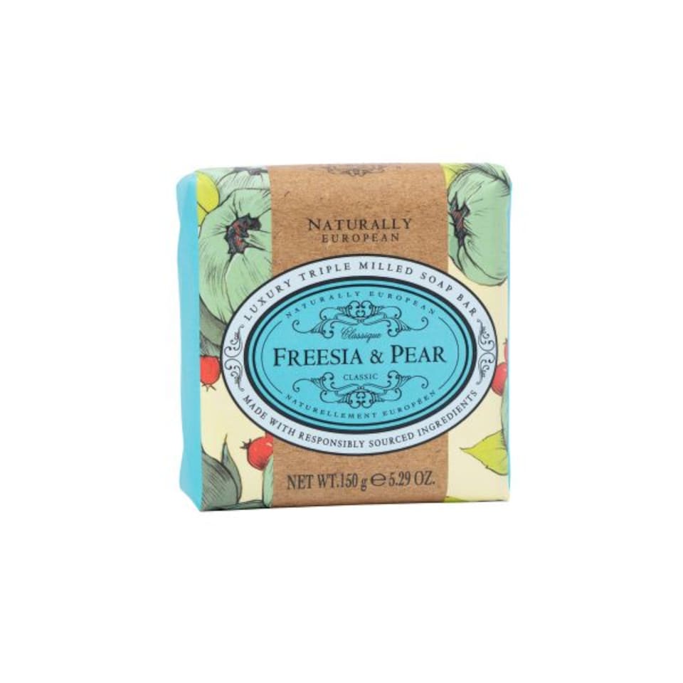 Naturally European Luxury Freesia & Pear Soap Bar Vegan Natural Oils 150g