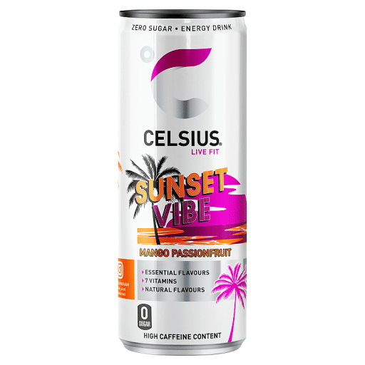 Celsius Zero Sugar Sunset Vibe Mango Passionfruit Energy Drink 355ml