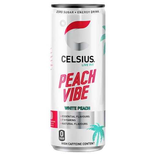 Celsius Zero Sugar Peach Vibe White Peach Energy Drink 355ml