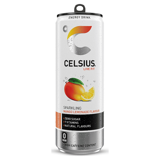Celsius Energy Drink, Sparkling Mango Lemonade  355ml