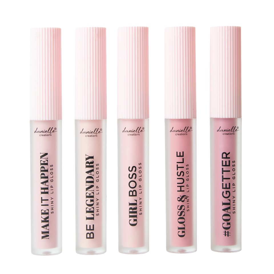 Shiny Lip Gloss Set Soft Nude Light Pink Dazzle Shades 5pcs