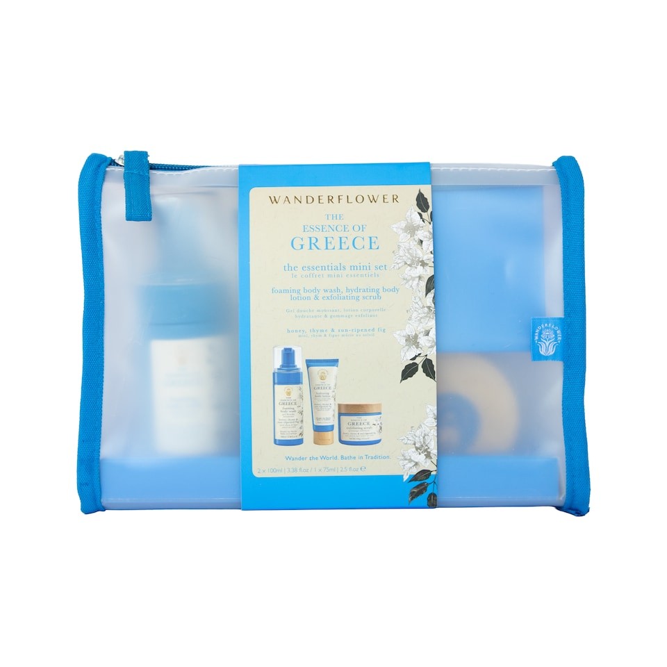Wanderflower Mini Travel Beauty Set – Body Wash, Lotion & Exfoliating Scrub