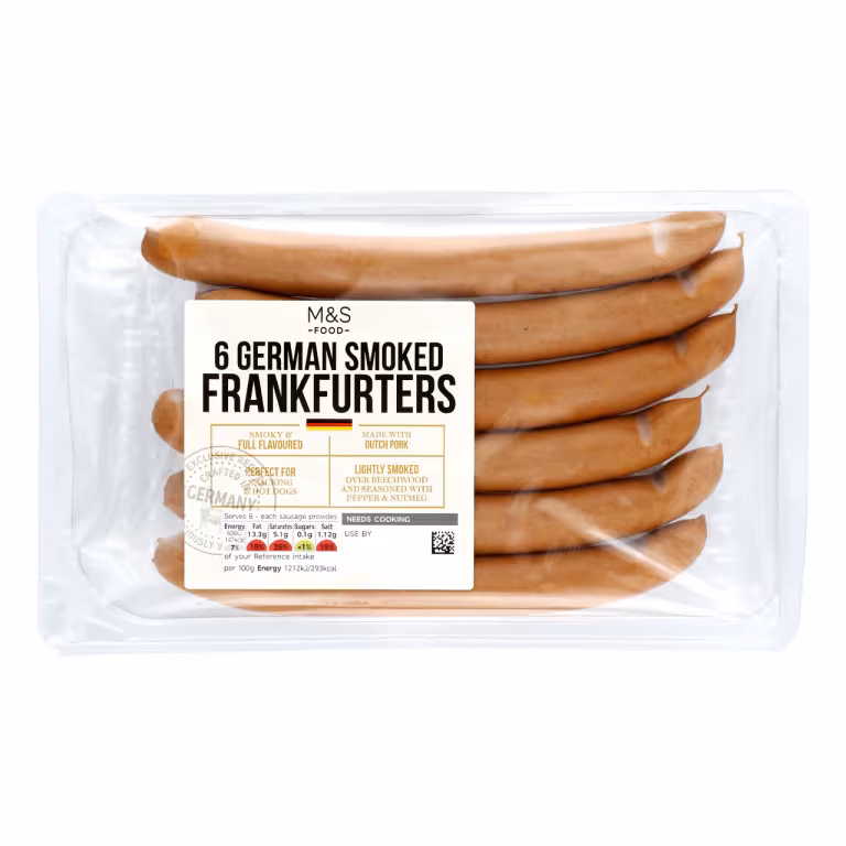 M&S 6 German Smoked Frankfurters