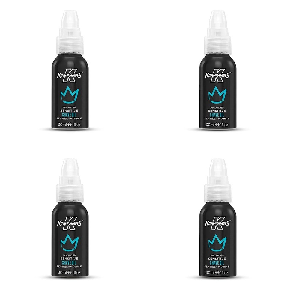 King of Shaves Advanced Sensitive Shaving Oil For Men With Handy Pump, For A Close and Comfortable Shave, Shave Oil For Men 4x30ml