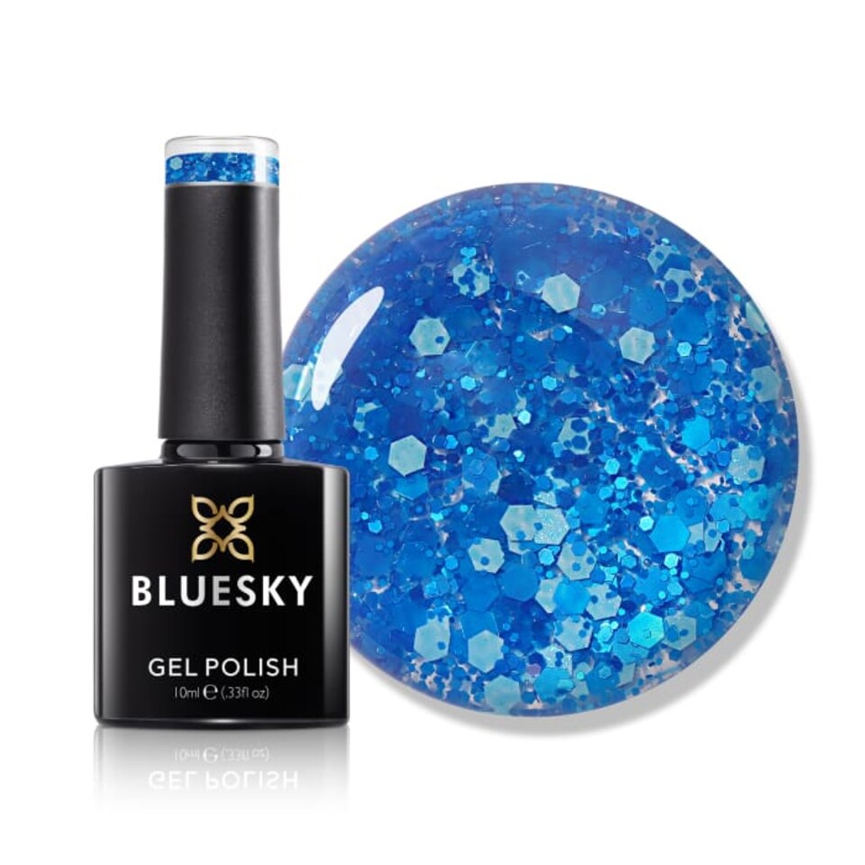 Bluesky Blue Gel Polish - Blue - Glitter Neon 10ml