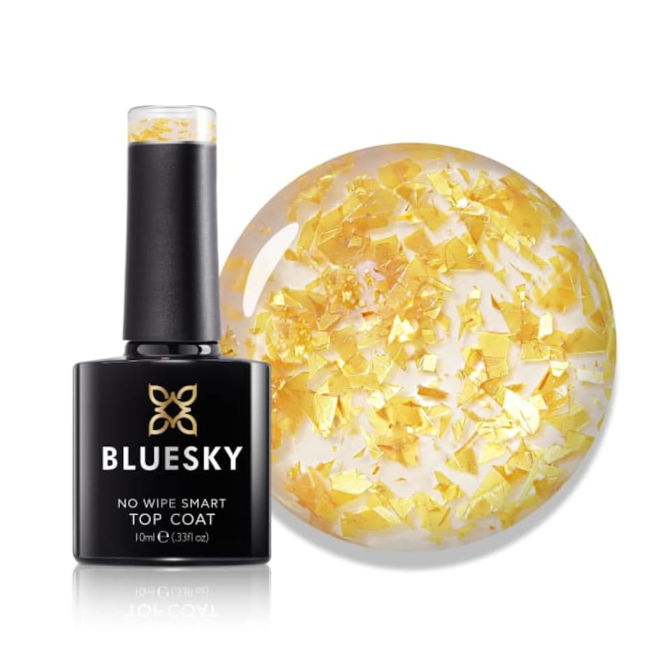 Bluesky Gold Gel Polish - No Wipe Top Coat - Golden Flake 10ml