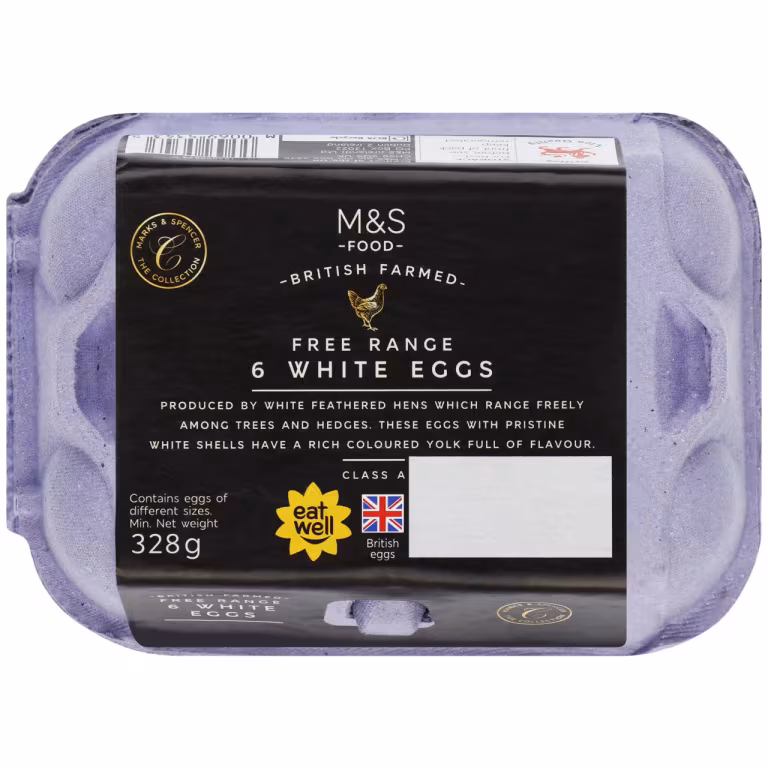 M&S British Farmed Free Range 6 White Eggs