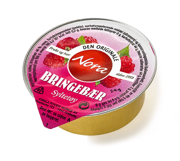Bringebærsyltetøy 24g Nora
