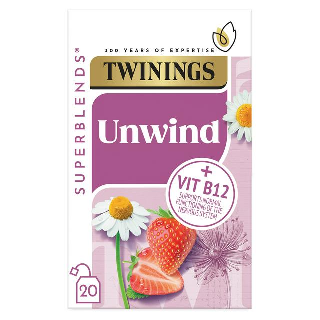 Twinings Superblends Time to Unwind Strawberry & Camomile with Limeflower Tea Bags x20 36g