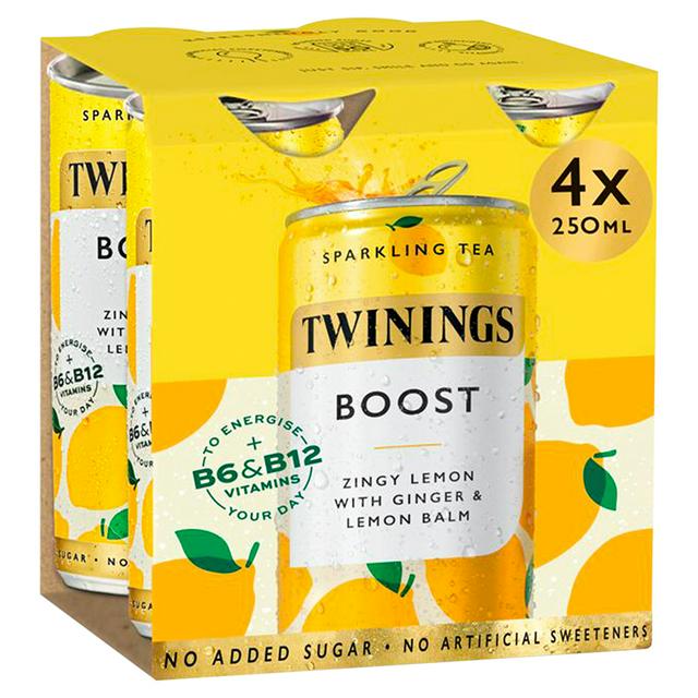 Twinings Sparkling Tea Boost Zingy Lemon with Ginger & Lemon Balm 4 x 250ml