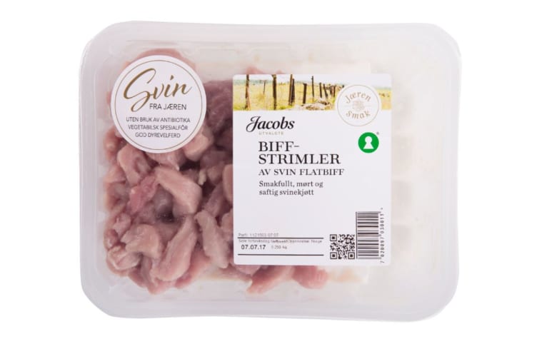 Svinestrimler Flatbiff 250g Jacobs Utvalgte