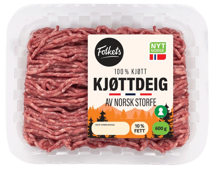 Kjøttdeig Storfe Magrere 10% 600g Folkets