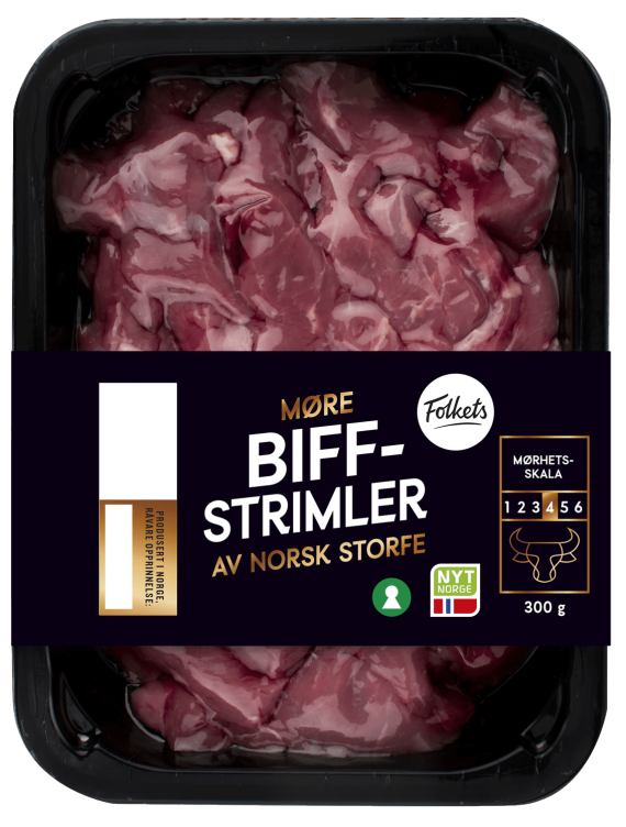 Storfe Biffstrimler 300g Folkets