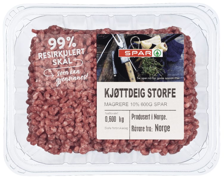 Kjøttdeig Storfe Magrere 10% 600g Spar