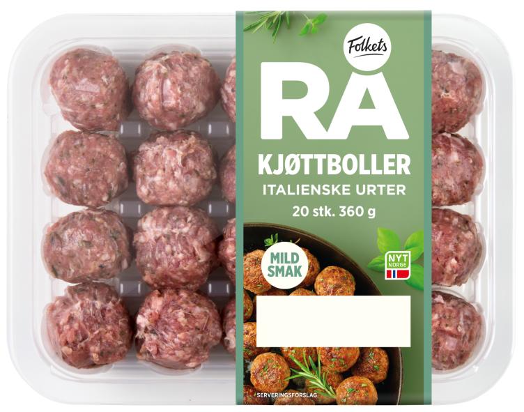 Kjøttboller Rå Italia 20stk 360g Folkets