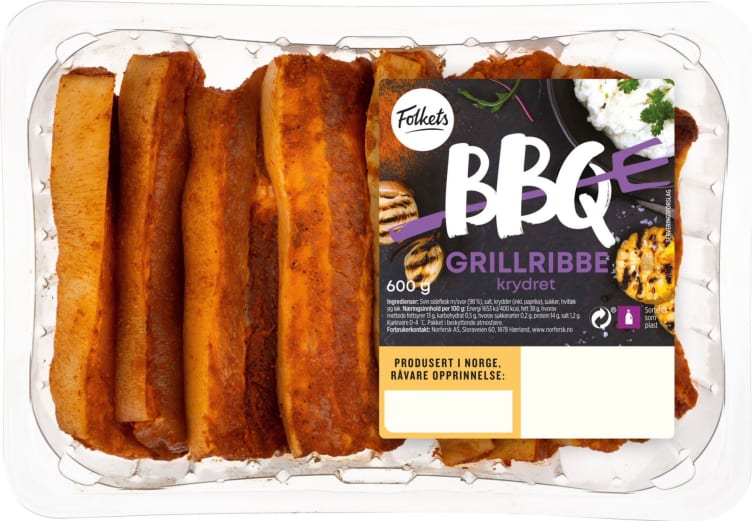 Svin Grillribbe Krydret 600g Folkets