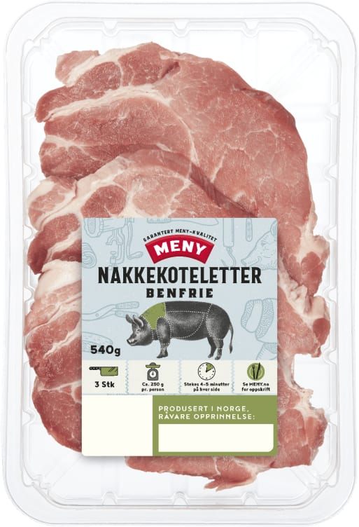 Svin Nakkekotelett u/Ben 540g 3pk Meny