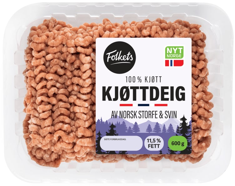 Kjøttdeig Storfe&Svin 600g Folkets