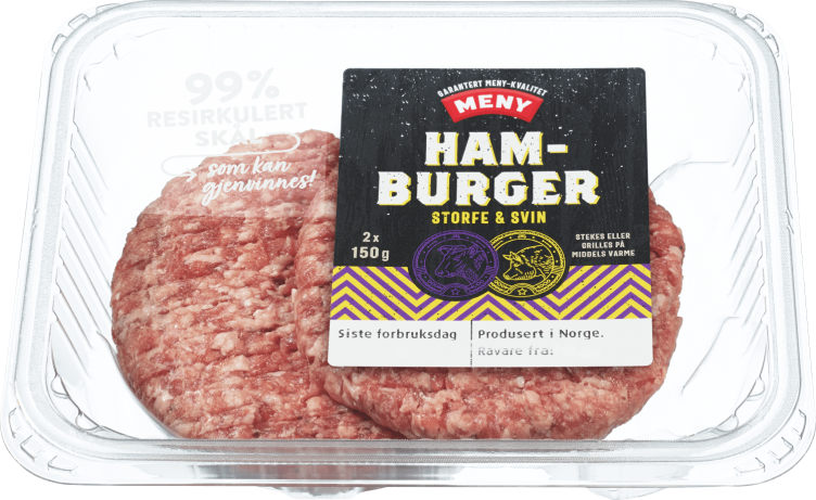 Burger Storfe&Svin 2x150g Meny