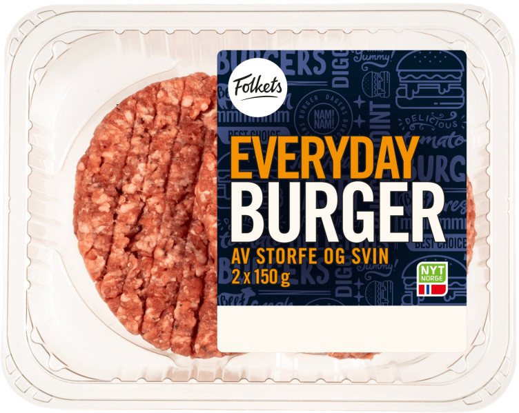 Everyday Burger Storfe&Svin 2x150g Folkets