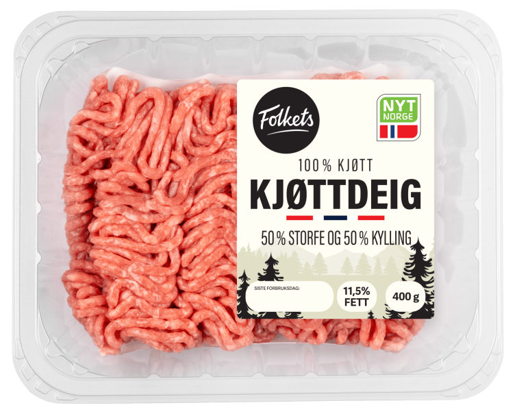Kjøttdeig Kylling&Storfe 400g Folkets