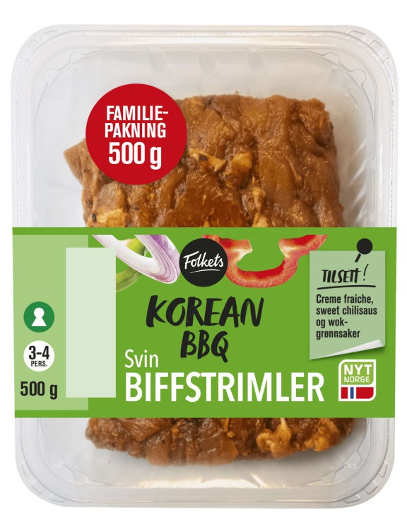 Svin Biffstrimler Korean Bbq 500g Folkets