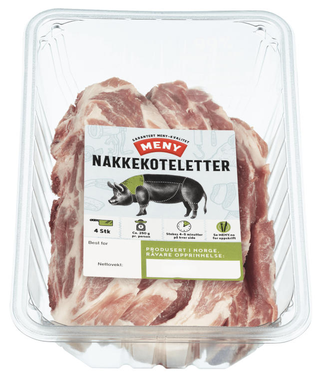 Svin Nakkekotelett 4pk Ca900g Meny
