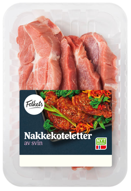 Svin Nakkekotelett 4pk Ca900g Folkets