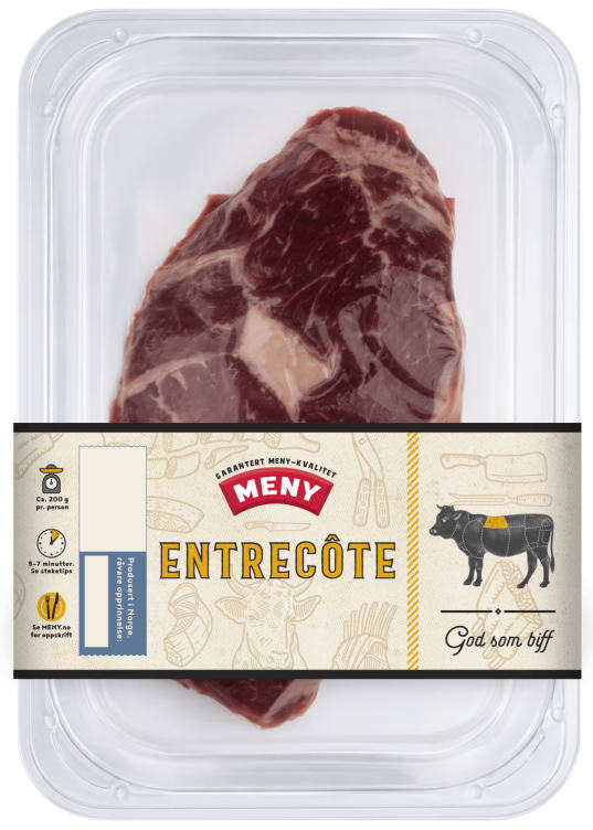 Storfe Entrecote skivet Ca350g Meny