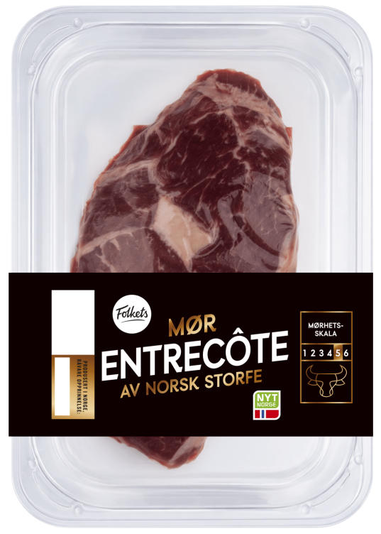 Storfe Entrecote skivet Ca350g Folkets