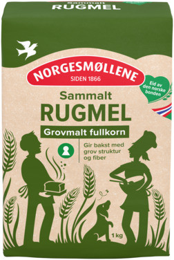 Rugmel Sammalt Grovmalt, 1kg Norgesmøllene