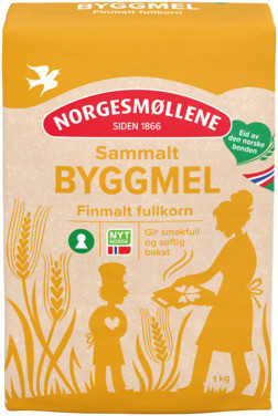 Byggmel Sammalt Finmalt, 1kg Norgesmøllene