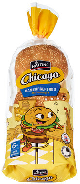 Chicago Hamburgerbrød 80gx6stk Hatting