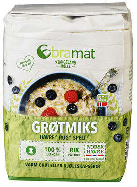 Bramat Havre, Rug & Spelt Grøtmiks 500g Stangeland Mølle