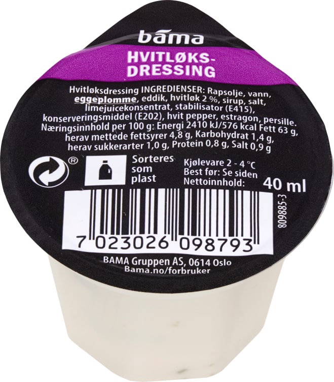 Dressing Hvitløksdressing 40g Bama