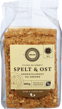 Helios Knekkebrød Spelt & Ost 200g Økologisk