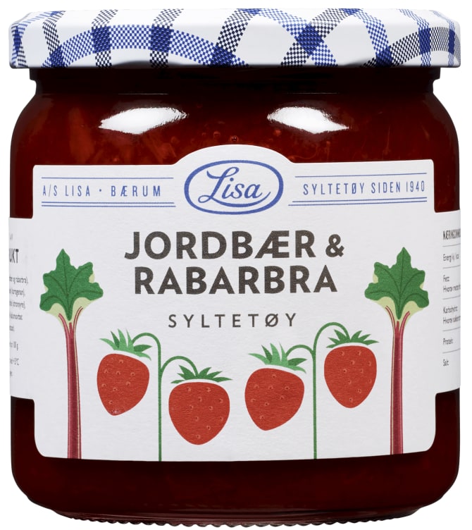 Jordbærsyltetøy m/Rabarbra 420g Lisa