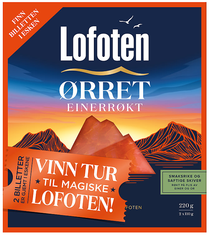 Ørret Einerrøkt skivet 220g Lofoten