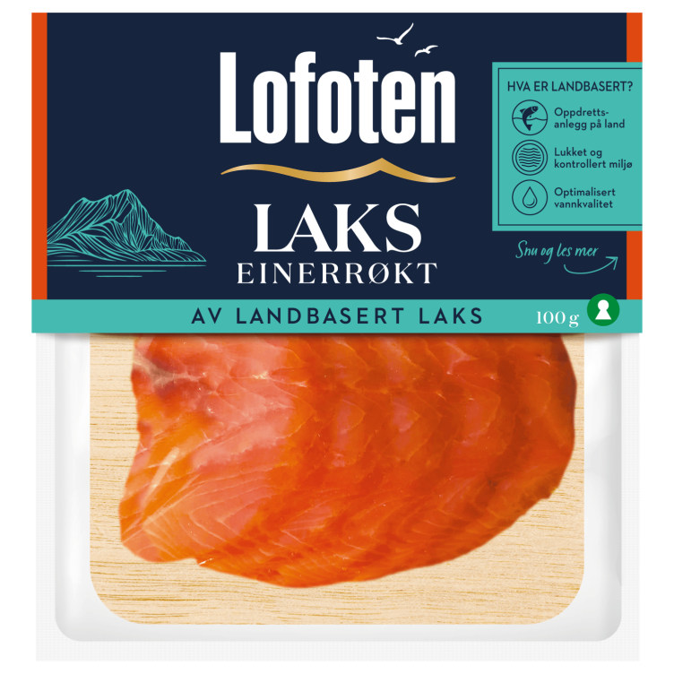 Laks Einerrøkt skivet 100g Landbasert Lofoten