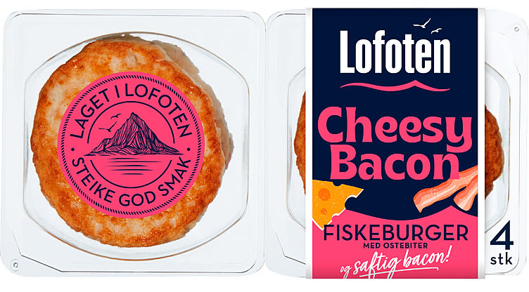 Fiskeburger Cheesy Bacon 4x110g Lofoten
